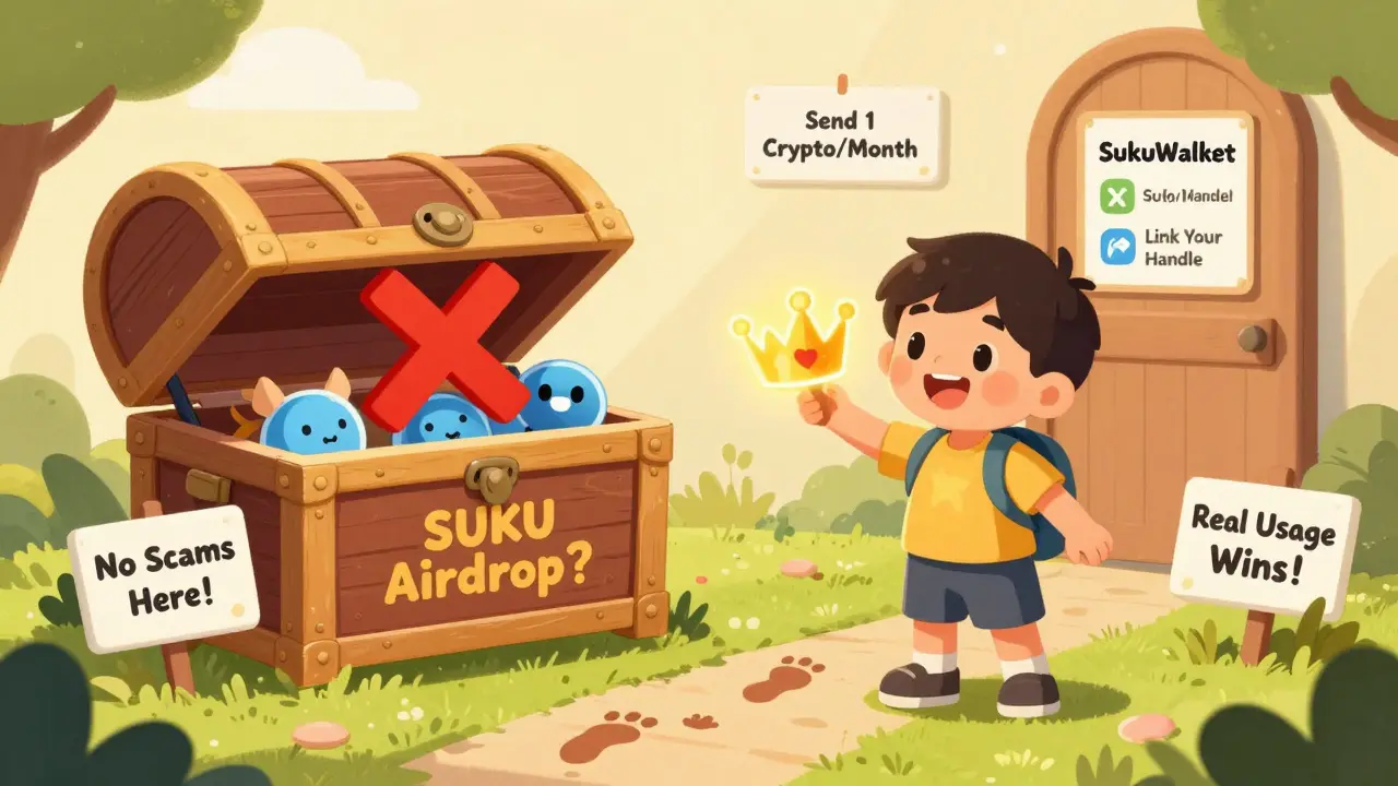 A treasure chest with a red X is beside a child receiving a glowing crown NFT through their X handle, with friendly animals nearby.