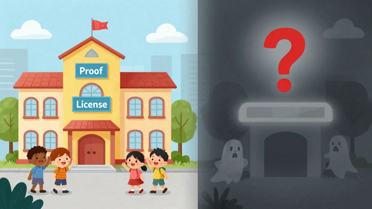 Illustration contrasting licensed exchanges with a ghostly unregulated platform