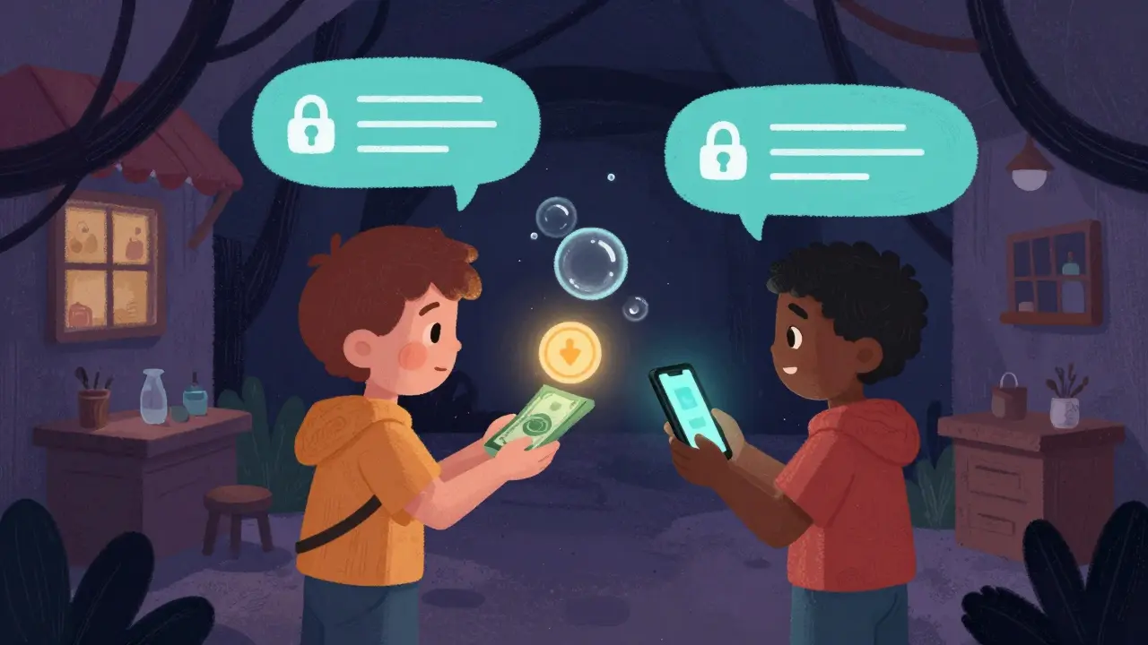 Underground peer-to-peer crypto exchange in an alley