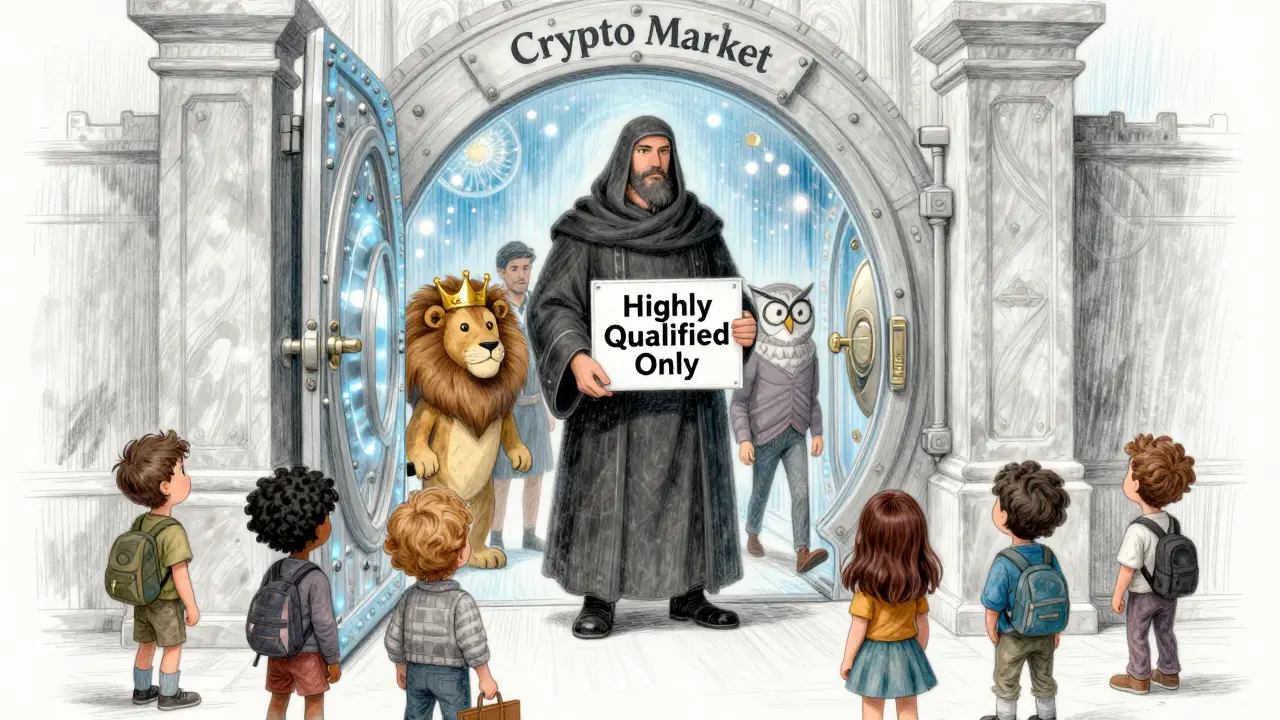 A gatekeeper blocking access to the crypto market for those not meeting wealth requirements.