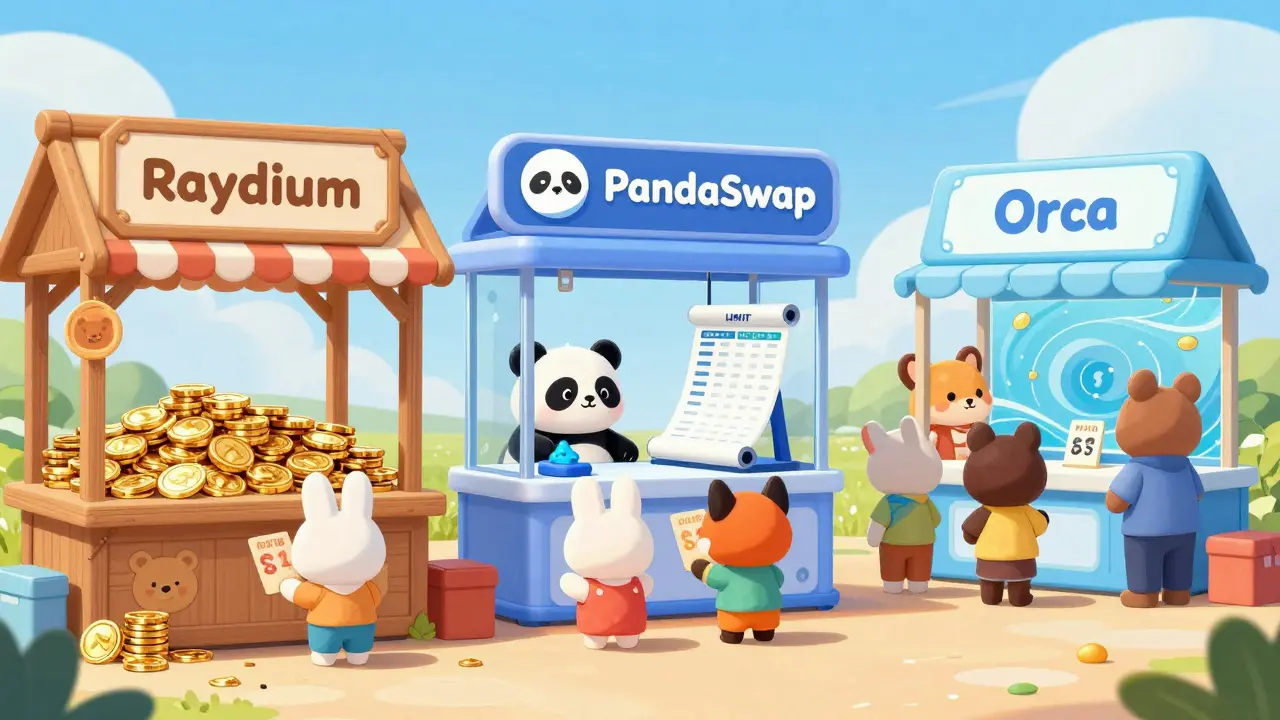 Illustration comparing three different crypto trading stalls with animals