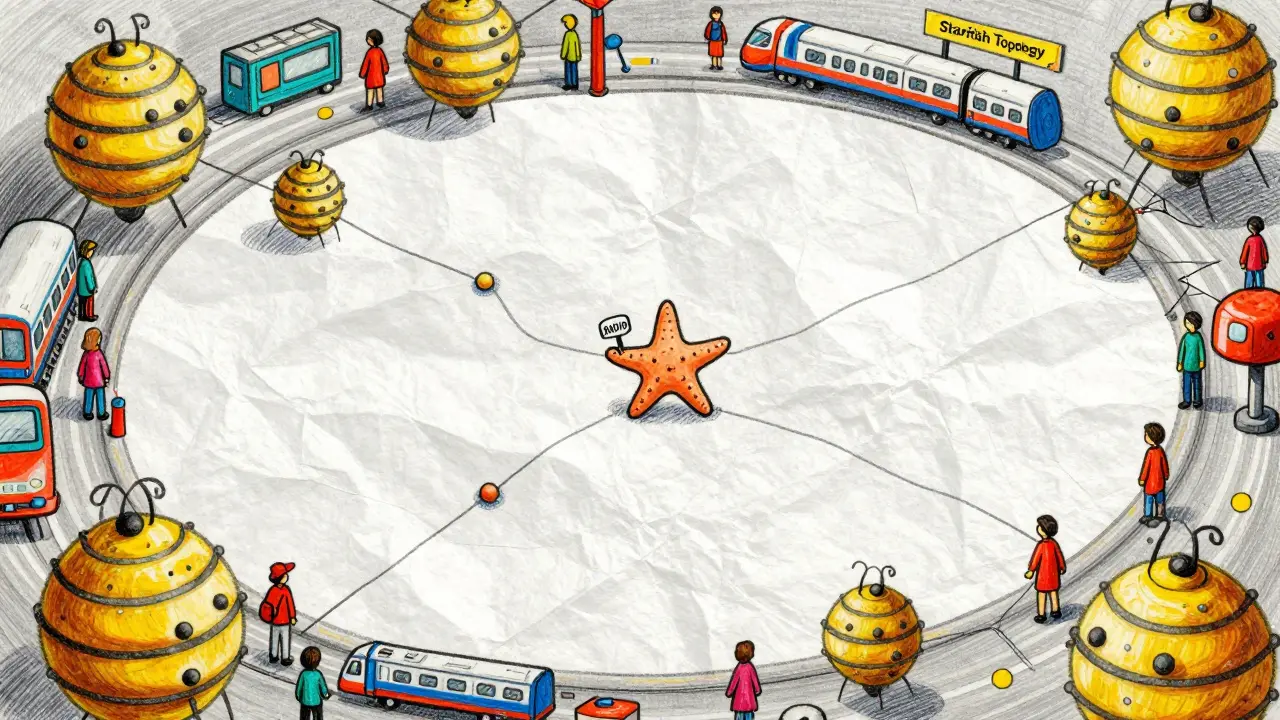 Lonely starfish network node vs busy competitor hives on paper