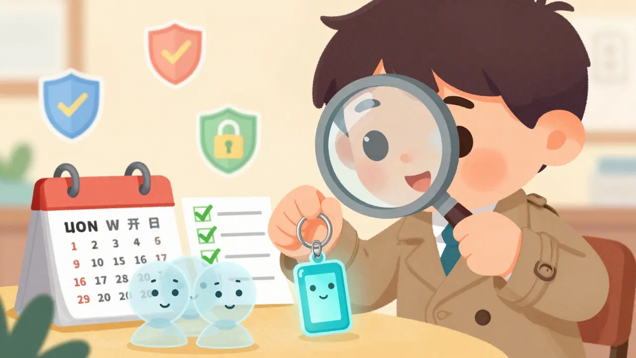 Friendly detective character inspecting security checks and verification tools in a cartoon style.